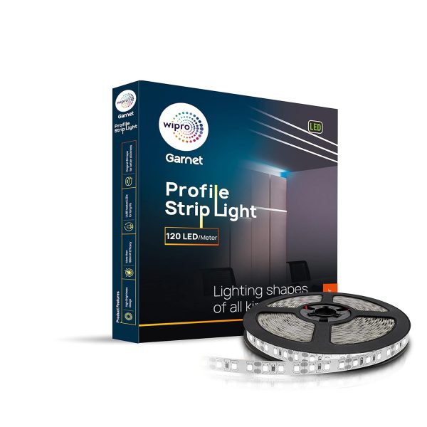 Wipro Garnet 8 mm Profile LED strip light  10 watt and 120 LED per meter 4000K without driver WP1494