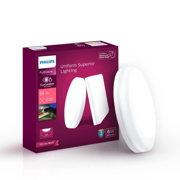 PHILIPS FULL GLOW   ROUND 6 WATT RIMLESS SURFACE CEILING LIGHT NATURAL WHITE PH1424
