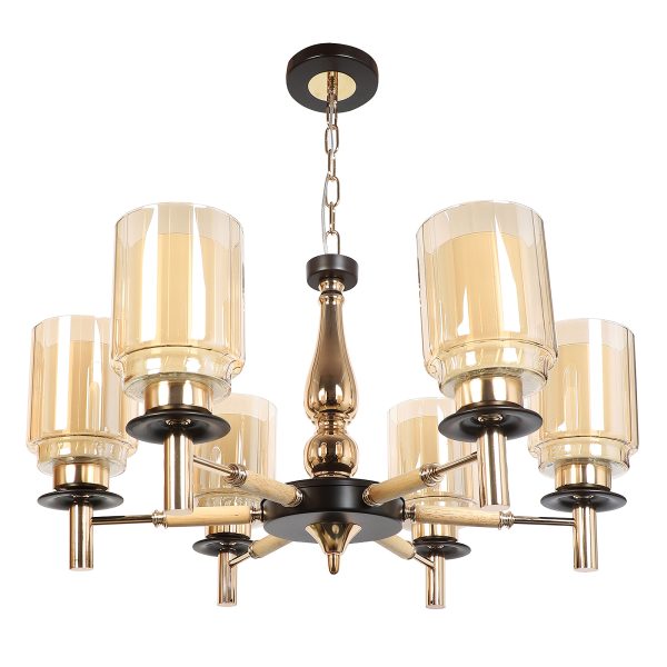 LEARC Designer Lighting Contemprory Glass Metal Wood Chandelier CH512-6