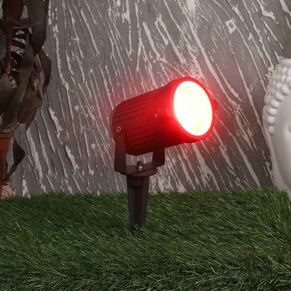 SUPERSCAPE aluminium die cast IP66 10 watt grey LED spike light with red light K1171