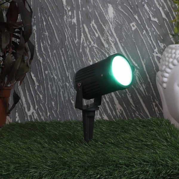SUPERSCAPE aluminium die cast IP66 10 watt grey LED spike light with green light K1172