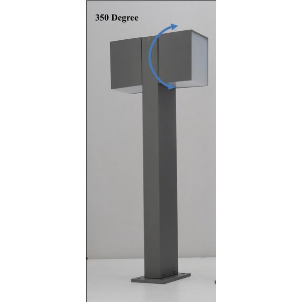SUPERSCAPE premium aluminium 20 inch two side 2 x 12 watt adjustible angle LED bollard grey with top branded LED and driver 3K K1299-M
