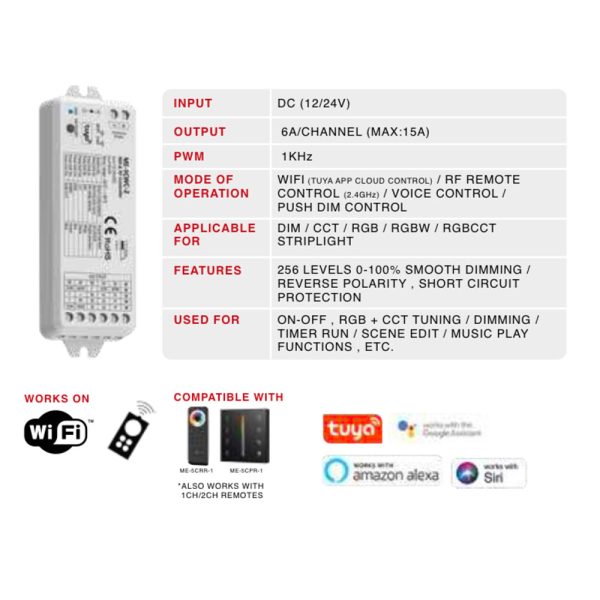 RF and WiFi controller for 5 channel for DIM / CCT / RGB / RGBW / RGBCCT STRIPLIGHT MEM234