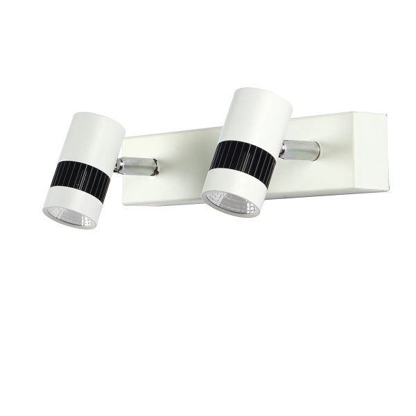 LEARC  aluminium die cast / mild steel powder coated white finish double spot light bar 9.4 inch with 3 watt adjustible spots ML382-2