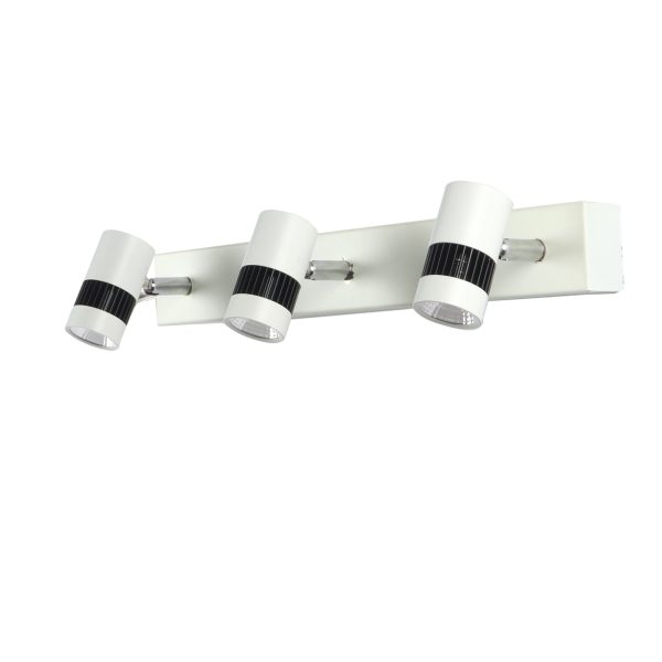 LEARC  aluminium die cast / mild steel powder coated white finish tripple spot light bar 16 inch with 3 watt adjustible spots ML382-3