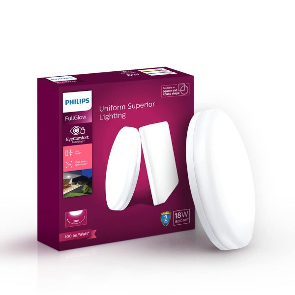 PHILIPS FULL GLOW   ROUND 18 WATT RIMLESS SURFACE CEILING LIGHT WARM WHITE PH1435