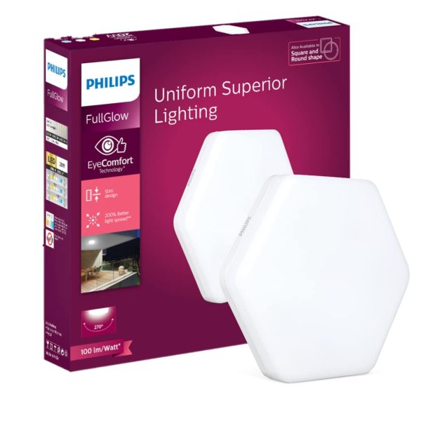 PHILPS RIMLESS FULL GLOW HEXA STYLE 20 WATT SURFACE LIGHT WARM WHITE PH1500