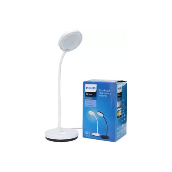 PHILIPS 5 WATT NOVUS LED TABLE LAMP STUDY LAMP AND DESK LIGHT WHITE FINISH WITH WHITE LIGHT PH1529