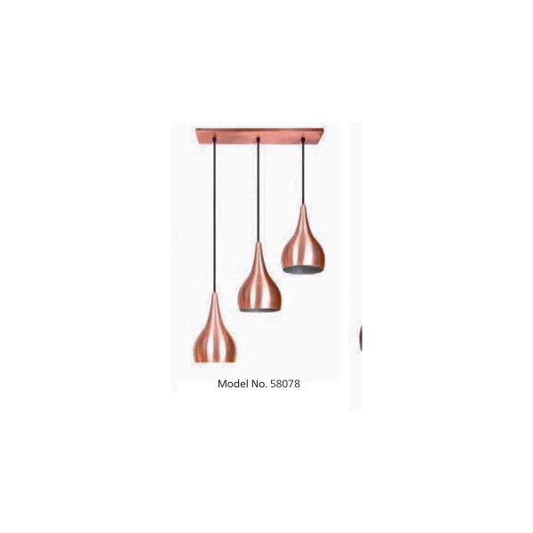 PHILIPS 58078 BLITHE RECTANGULAR BASE THREE HEAD PENDANT ROSE GOLD AND SILVER COLOUR PH1701