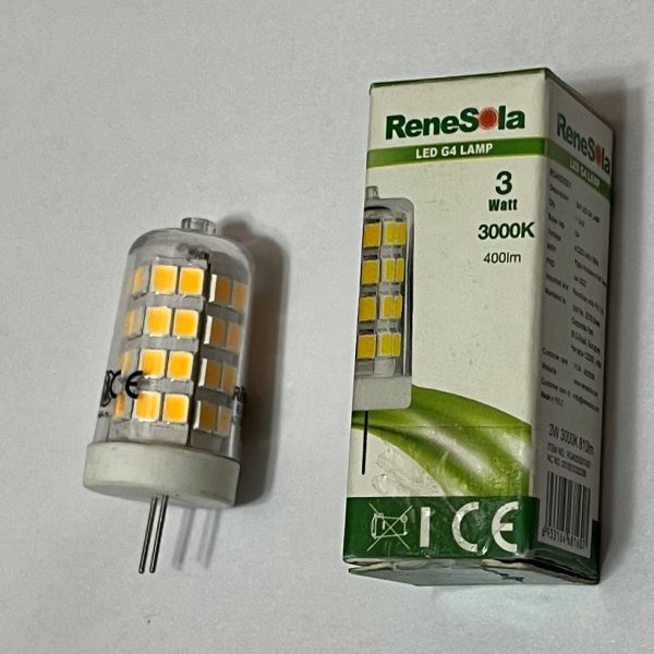 RENESOLA G4 LED LAMP NON DIMMABLE 3 WATT WARM WHITE YELLOW 3000K RN1006