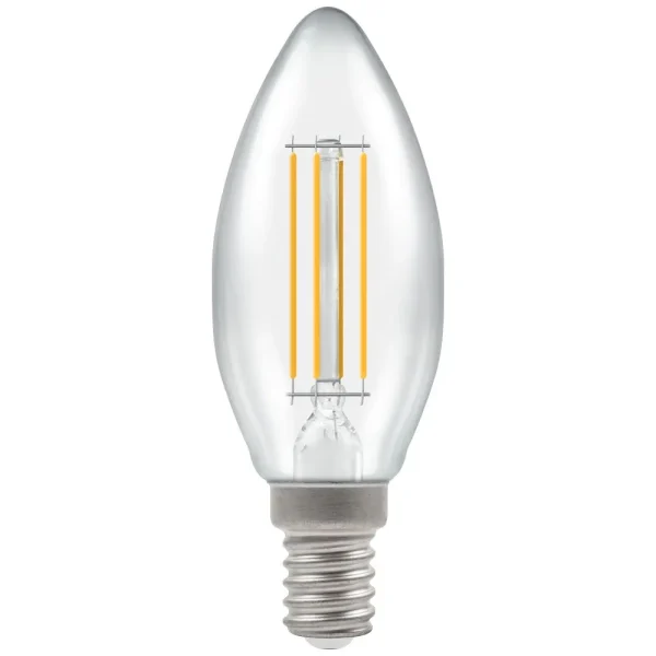 RENESOLA 5 WATT DIMMABLE LED FILAMENT CANDLE BULB CLEAR E14 WARM WHITE YELLOW LIGHT 2700K  RN1015