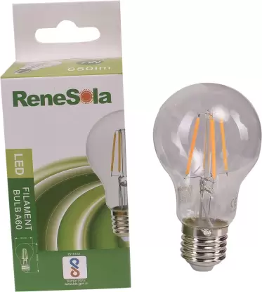 RENESOLA A60 DIMMABLE 9 WATT CLEAR LED FILAMENT BULB E27 WARM WHITE YELLOW LIGHT 2700K  RN1024