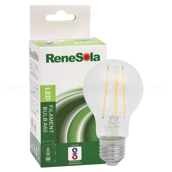 RENESOLA A60 DIMMABLE 9 WATT FROSTED LED FILAMENT BULB E27 WARM WHITE YELLOW LIGHT 2700K RN1026