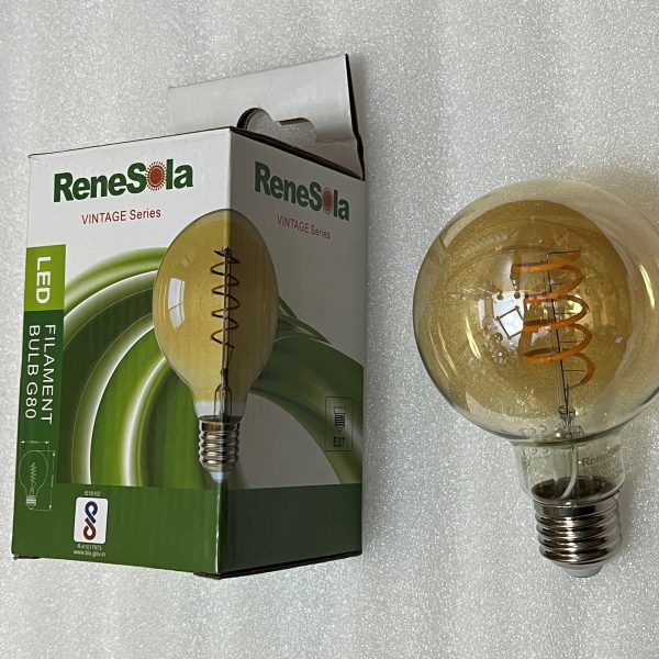RENESOLA G80 5 WATT  LED FILAMENT BULB E27 2200K RN1027