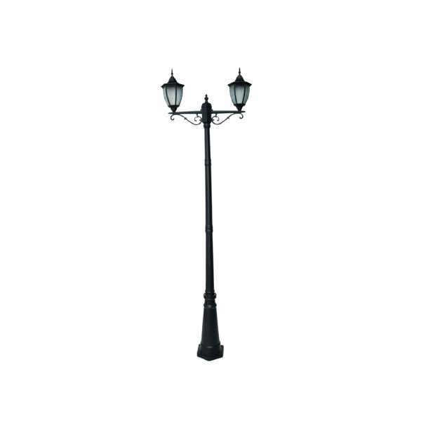 SUPERSCAPE aluminium die cast 7.5  feet E27 two light garden Pole light black SK5364