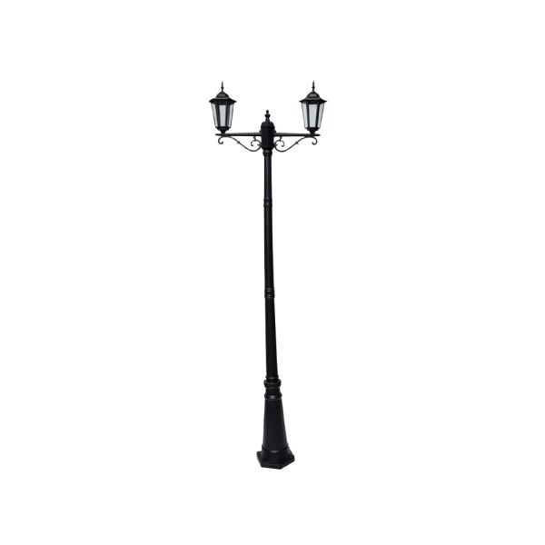 SUPERSCAPE aluminium die cast 7.5  feet E27 two light garden Pole light black SK5368