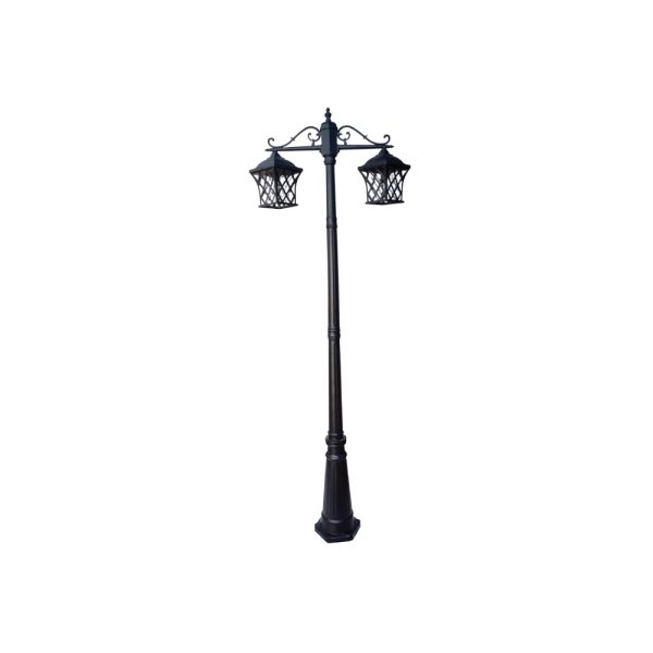 SUPERSCAPE aluminium die cast 2 meter E27 two light garden Pole light black SK5372