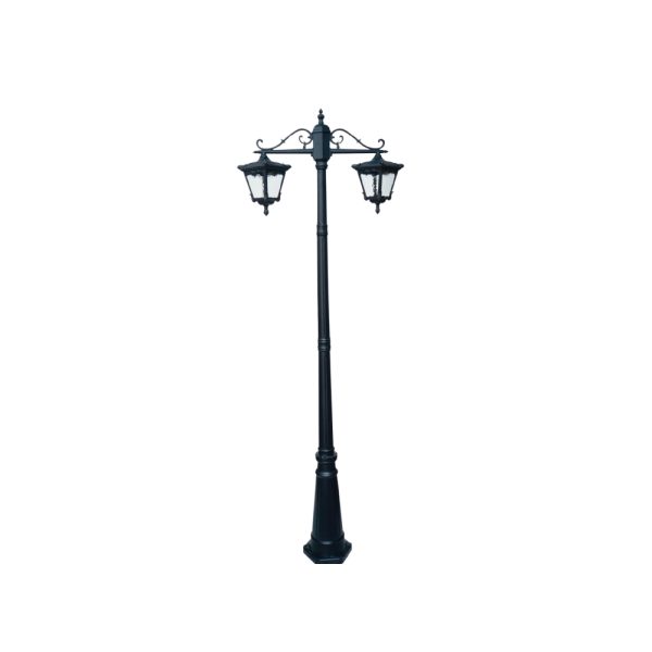 SUPERSCAPE aluminium die cast 2 meter E27 two light garden Pole light black SK5376