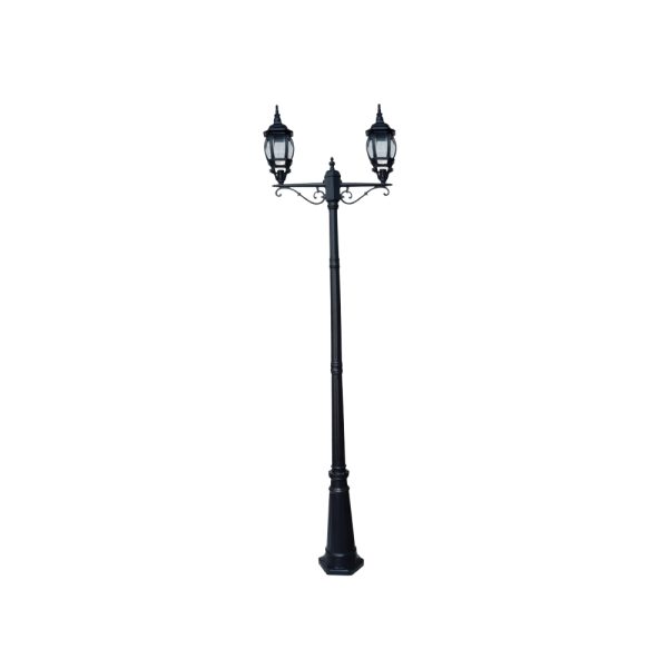 SUPERSCAPE aluminium die cast 7.5  feet E27 two light garden Pole light black  SK5377