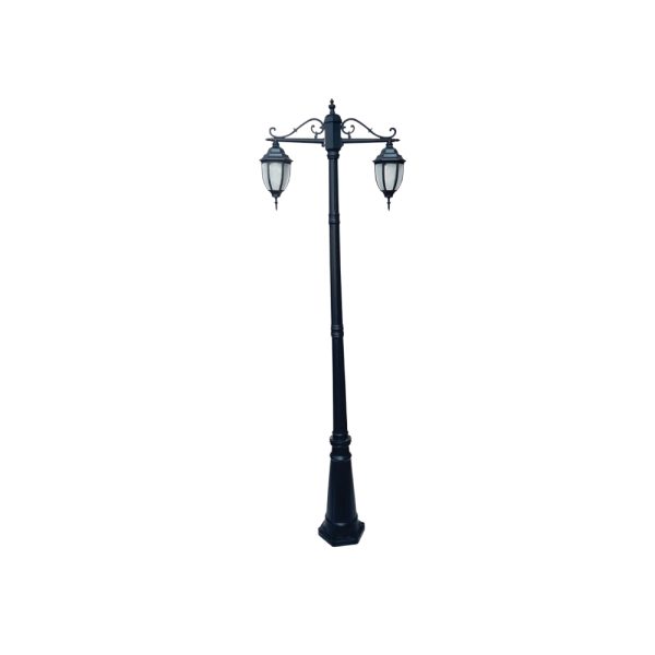 SUPERSCAPE aluminium die cast 2 meter E27 two light garden Pole light black SK5379