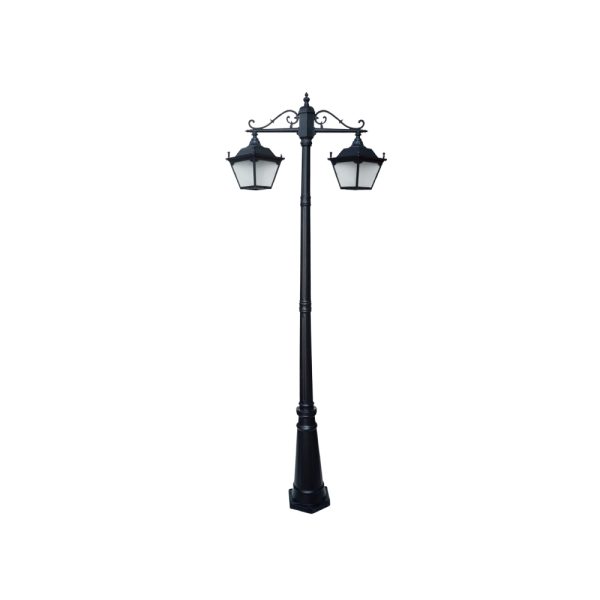 SUPERSCAPE aluminium die cast 2 meter E27 two light garden Pole light black SK5385