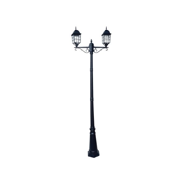 SUPERSCAPE aluminium die cast 7.5  feet E27 two light garden Pole light black SK5387