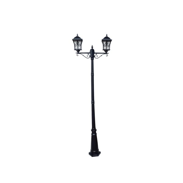 SUPERSCAPE aluminium die cast 7.5  feet E27 two light garden Pole light black SK5388