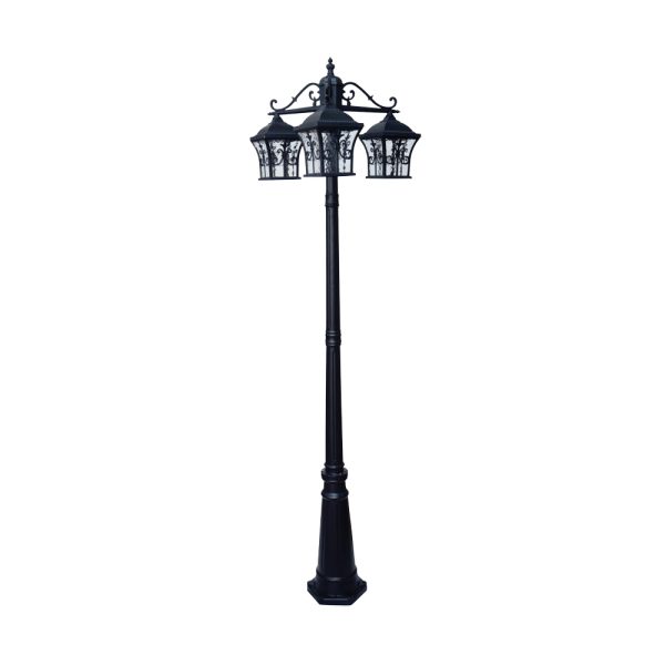SUPERSCAPE aluminium die cast 2 meter E27 three light garden Pole light black SK5409