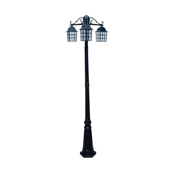 SUPERSCAPE aluminium die cast 2 meter E27 three light garden Pole light black SK5411