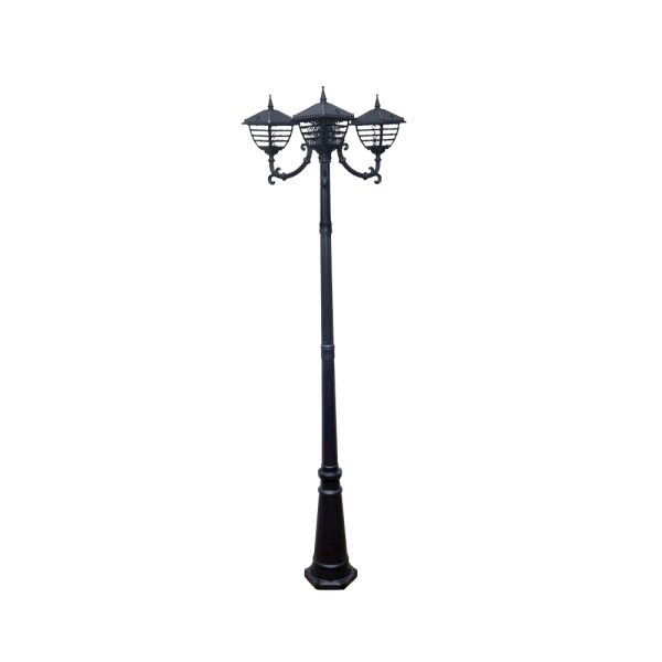 SUPERSCAPE aluminium die cast 7 feet E27 three light garden Pole light black SK5414
