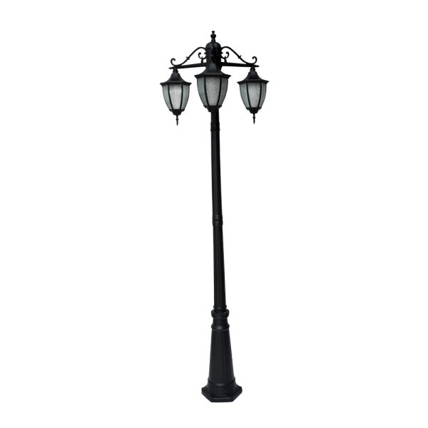 SUPERSCAPE aluminium die cast 2 meter E27 three light garden Pole light black SK5417