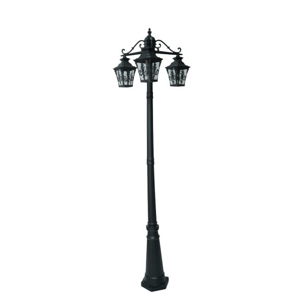 SUPERSCAPE aluminium die cast 2 meter E27 three light garden Pole light black SK5429