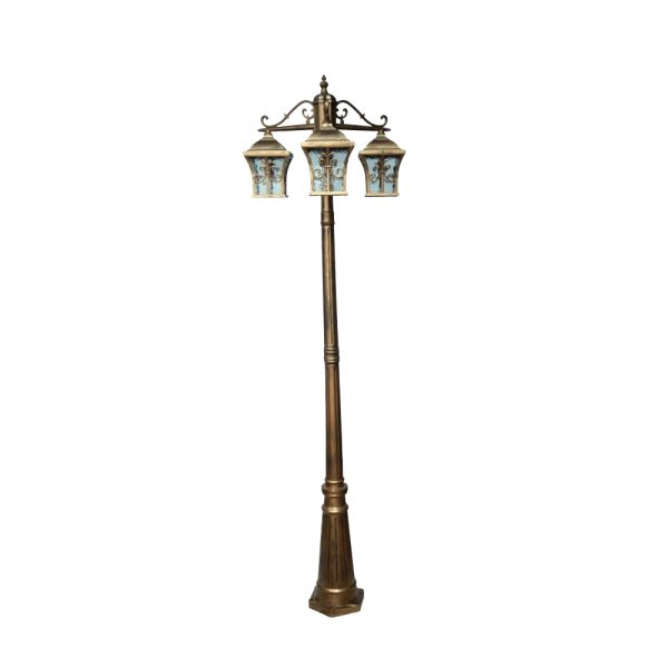 SUPERSCAPE aluminium die cast 2 meter E27 three light garden Pole light black gold SK5437