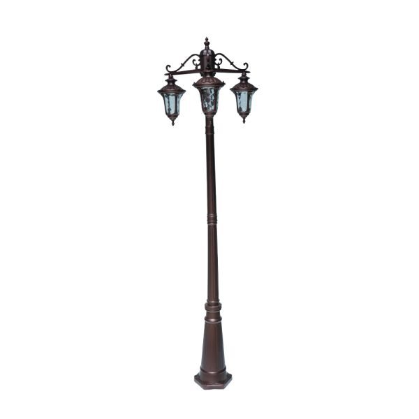 SUPERSCAPE aluminium die cast 2 meter  E27 three light garden Pole light coffee brown SK5442