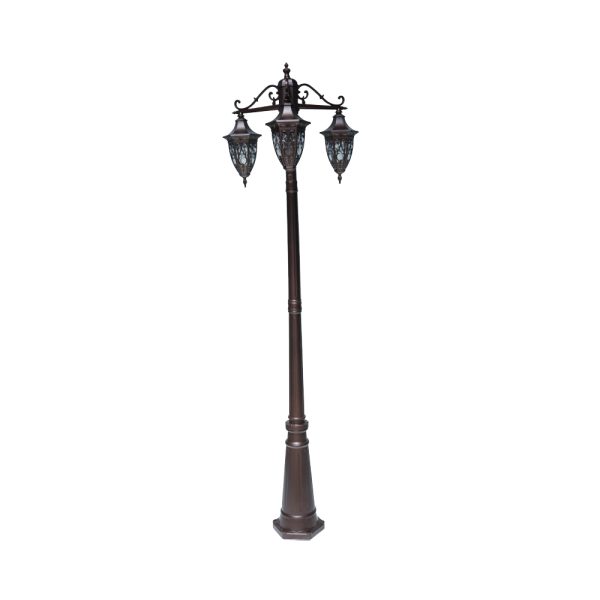 SUPERSCAPE aluminium die cast 2 meter  E27 three light garden Pole light coffee brown SK5443