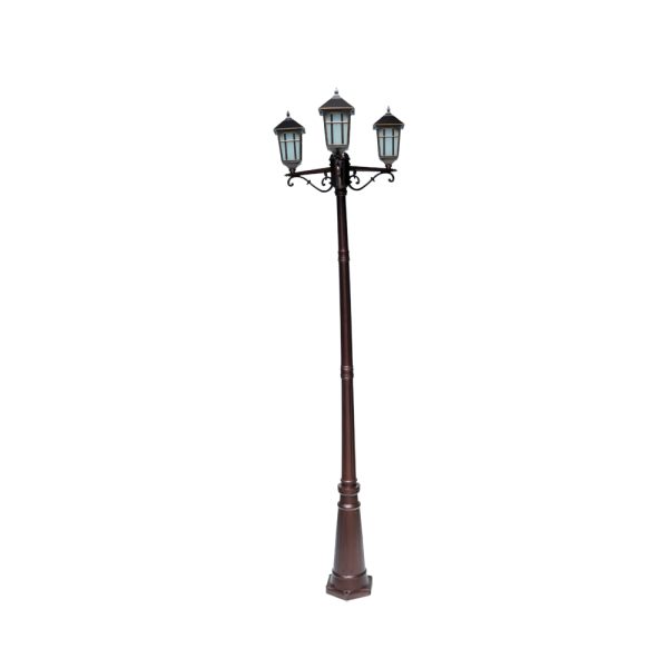 SUPERSCAPE aluminium die cast 7.5 feet E27 three light garden Pole light coffee brown SK5446