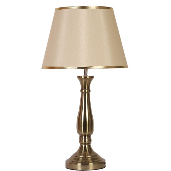 LEARC antique brass finish table lamp with light gold shade having golden border TL5014-D