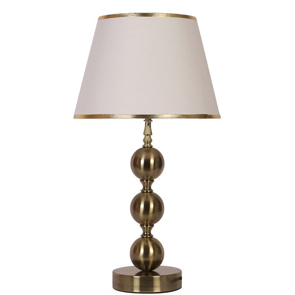LEARC antique brass finish table lamp with white shade having golden border TL5015-C