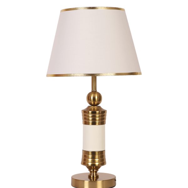 LEARC gold bronze and white finish table lamp with white shade having golden border TL5017-C