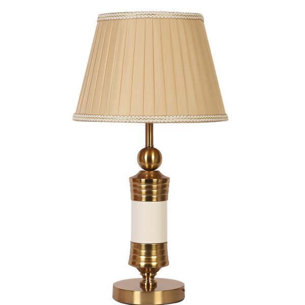 LEARC gold bronze and white finish table lamp with light brown shade TL5017-F