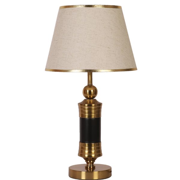 LEARC gold bronze and black finish table lamp with cream textured shade having golden border TL5018-B