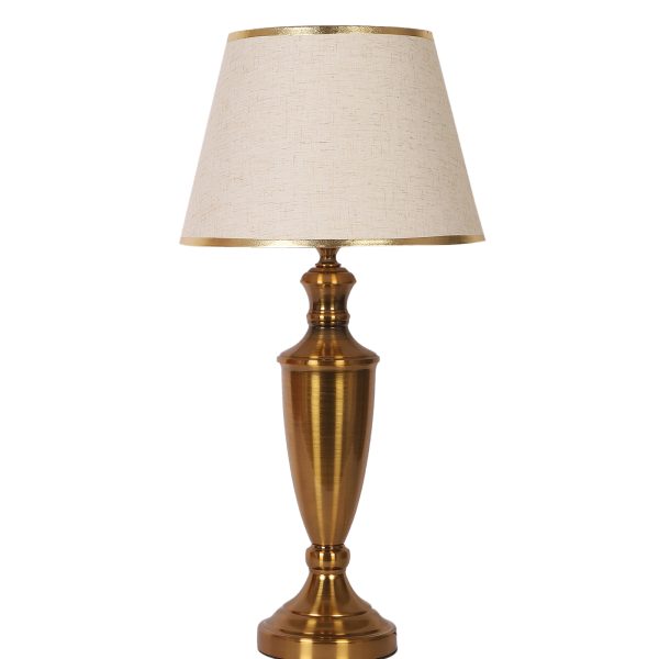 LEARC gold bronze finish table lamp with cream textured shade having golden border TL5021-B