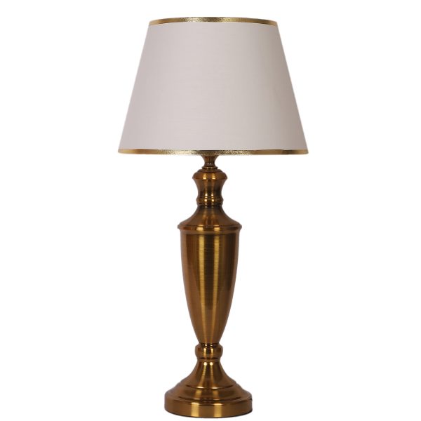 LEARC gold bronze finish table lamp with white shade having golden border TL5021-C