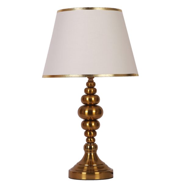LEARC gold bronze finish table lamp with white shade having golden border TL5022-C