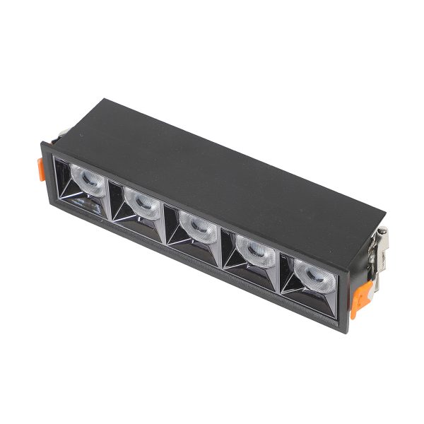 LEARC black 5 x 4 watt anti glare LED Linear down light with Bridgelux COB and Fulham or equivalent LED driver TR1767