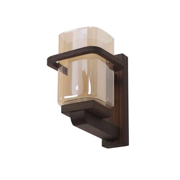 LEARC Designer Lighting Contemporary Glass Metal Wood Wall Light WL2357