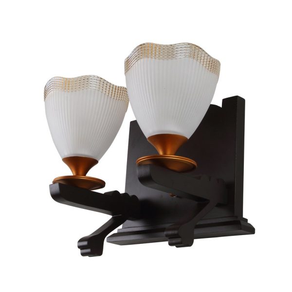 LEARC Designer Lighting Contemporary Glass Metal Wood Wall Light WL2366