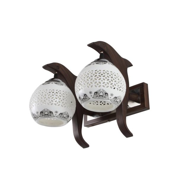 LEARC Designer Lighting Contemporary Glass Metal Wood Wall Light WL2394