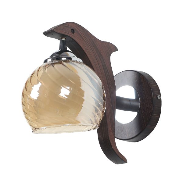 LEARC Designer Lighting Contemporary Glass Metal Wood Wall Light WL2411