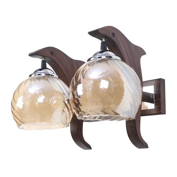 LEARC Designer Lighting Contemporary Glass Metal Wood Wall Light WL2412